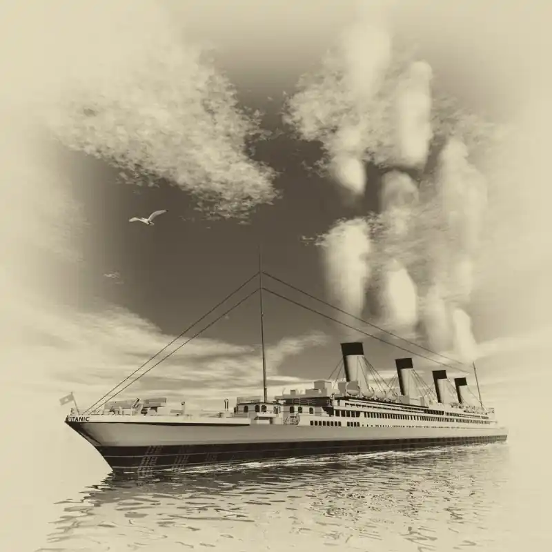 risnedsättning Titanic ship - 3D render
