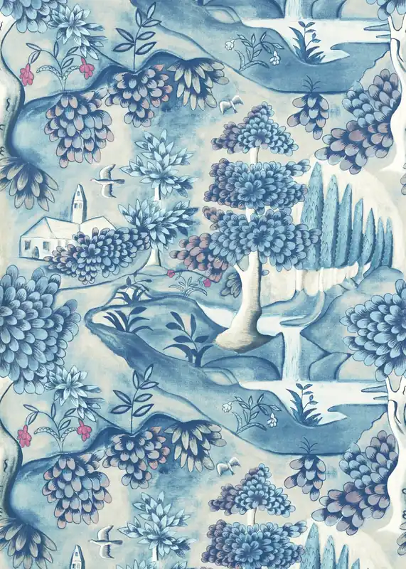 Zoffany - Verdure Indigo Cotswolds Manor Wallpaper Rea