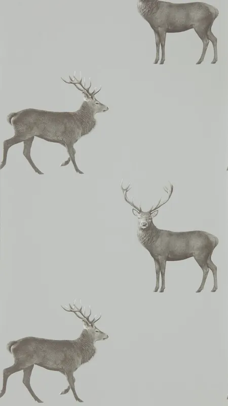 Sanderson - Evesham Deer Silver Grey Elysian Wallpapers Kampanjpris